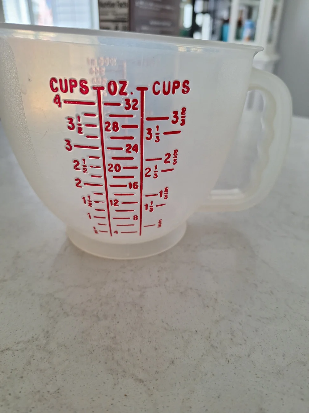 Tupperware Clear Plastic Measuring Cup with Red Markings - Home Kitchen Cookware